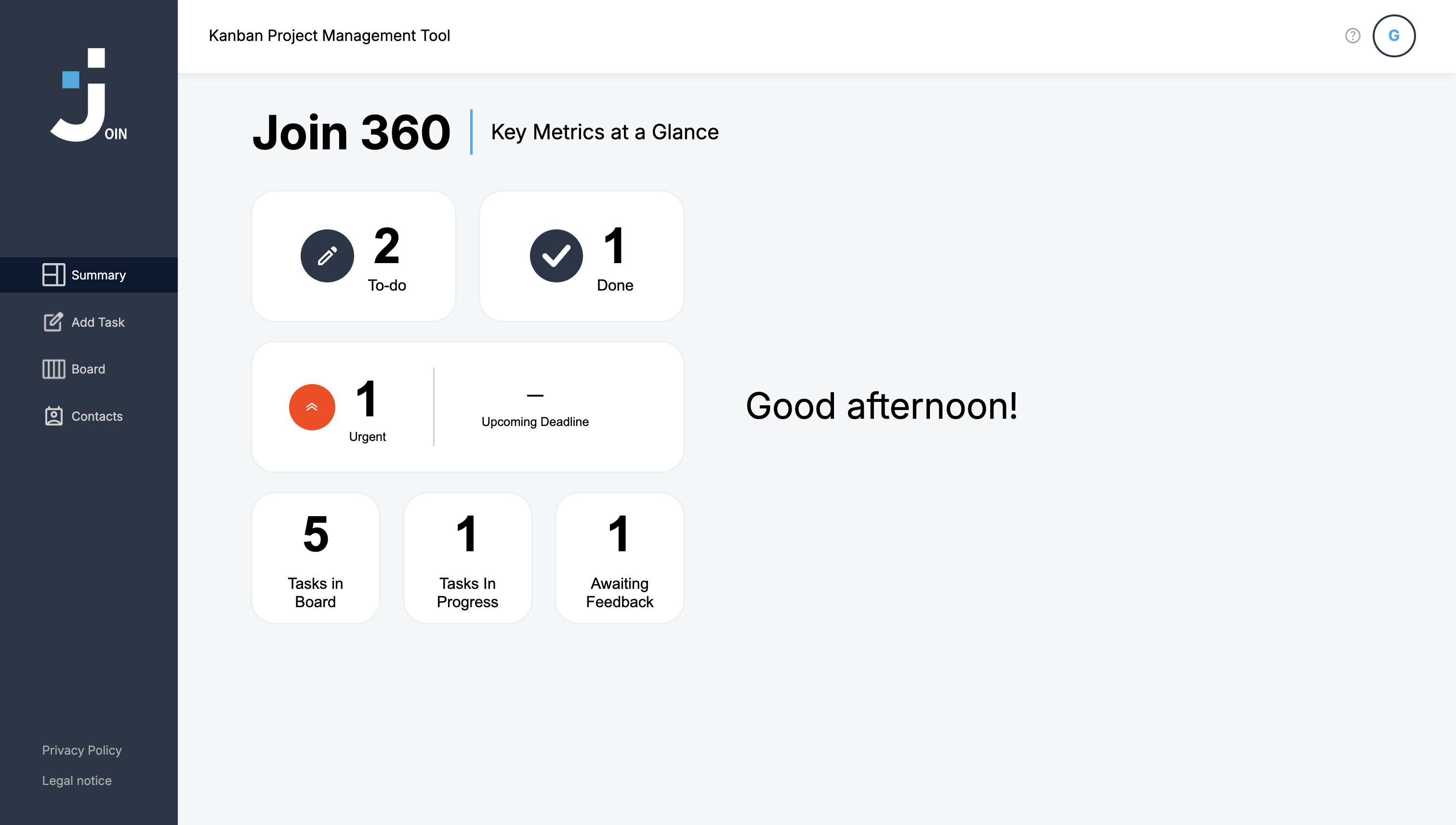 Kanban-Board der Web-App Join